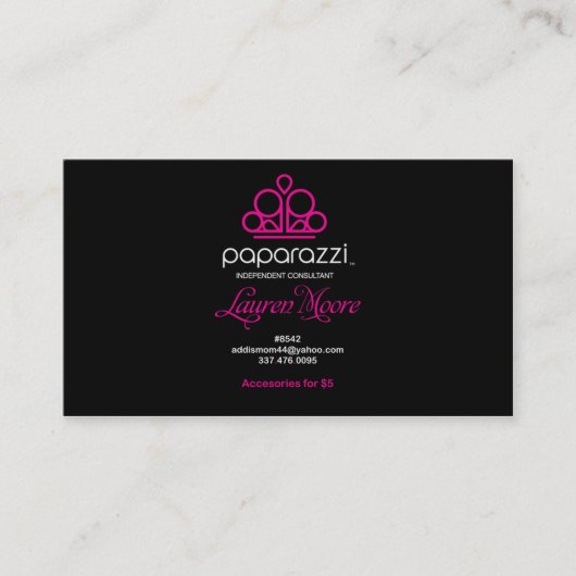Carte De Visite Pour Lauren (Devant)