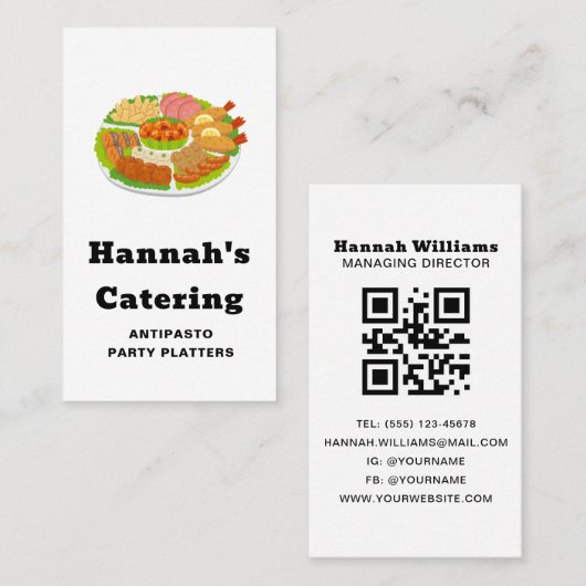 Carte de visite pour le catering Black & White (Devant / Derrière)