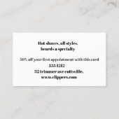 Carte de visite pour le coiffeur ou le coiffeur (Dos)