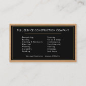 Carte de visite pour l'entreprise de construction (Dos)