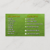 Carte de visite pour l'entretien de pelouse (Dos)