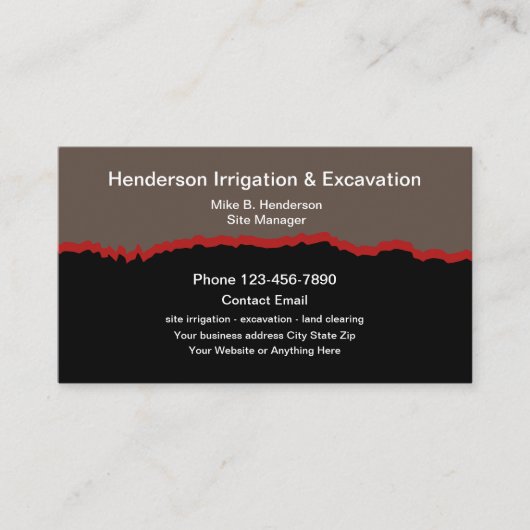 Carte de visite pour les services d'irrigation et (Devant)