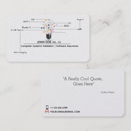 Carte de visite pour l'informatique CSV QA (Devant / Derrière)