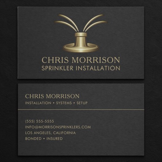 Carte de visite pour l'installation de sprinklers