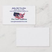 Carte De Visite Pour l'instant l'Amérique John Del Vecchio (Devant / Derrière)