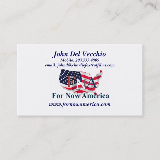 Carte De Visite Pour l'instant l'Amérique John Del Vecchio (Devant)