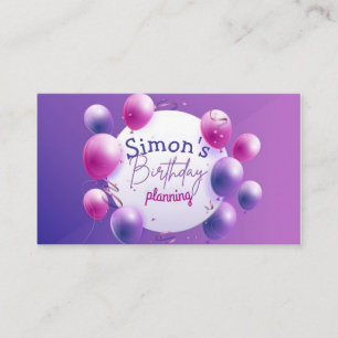 Carte de visite pour l'organisation d'anniversaire
