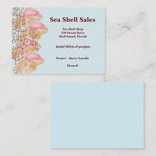 Carte de visite pour Ocean Shell Shop (Devant / Derrière)