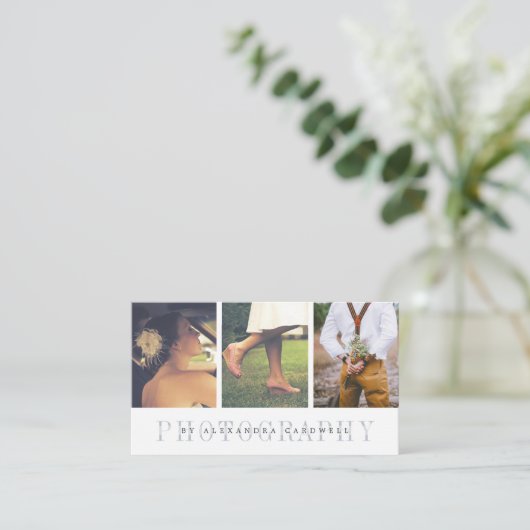 Carte de visite pour photographe avec multiples ph (Debout devant)