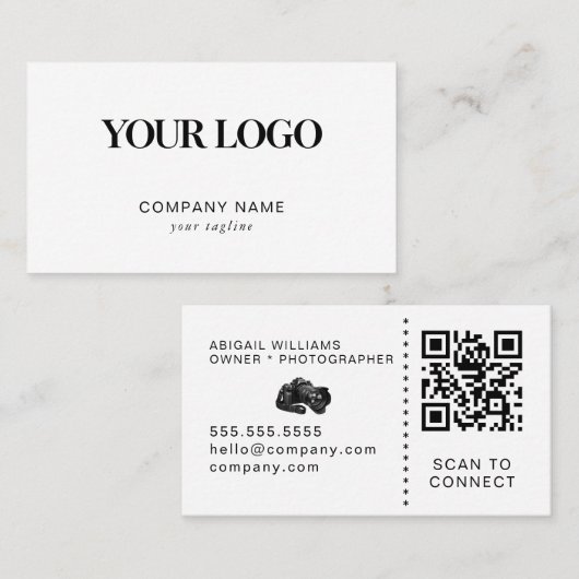 Carte de visite pour photographe avec QR Code pers (Devant / Derrière)