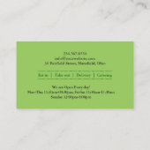 Carte de visite pour plats libanais arabes (Dos)