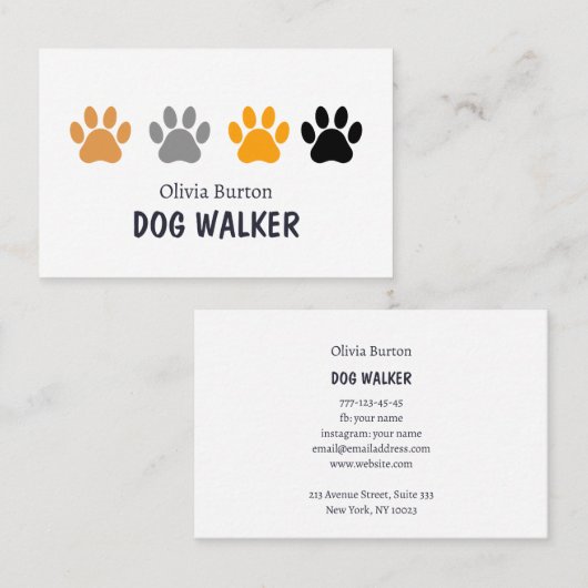 Carte de visite pour randonneur à chiens. (Devant / Derrière)