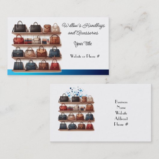 Carte de visite pour sacs à main et accessoires de (Devant / Derrière)