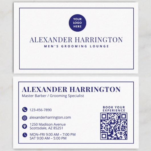 Carte de visite pour salon de coiffure avec code Q
