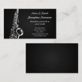 Carte de visite pour saxophonistes - design argent (Devant / Derrière)