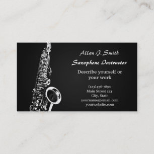Carte de visite pour saxophonistes - design argent