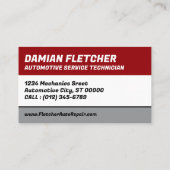 Carte de visite pour service automobile (Dos)