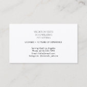 Carte de visite pour service de garde d'animaux et (Dos)