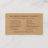 Carte de visite pour service de menuiserie moderne (Dos)