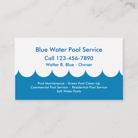 Carte de visite pour service de piscine (Devant)