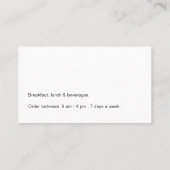 Carte de visite pour service de traiteur (Dos)