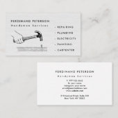 Carte de visite pour services de bricolage à domic (Devant / Derrière)