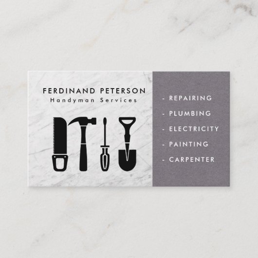 Carte de visite pour services de bricolage avec te (Devant)