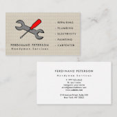 Carte de visite pour services de bricolage avec te (Devant / Derrière)