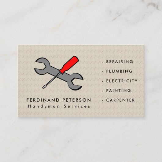 Carte de visite pour services de bricolage avec te (Devant)