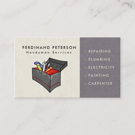 Carte de visite pour services de bricolage avec te (Devant)