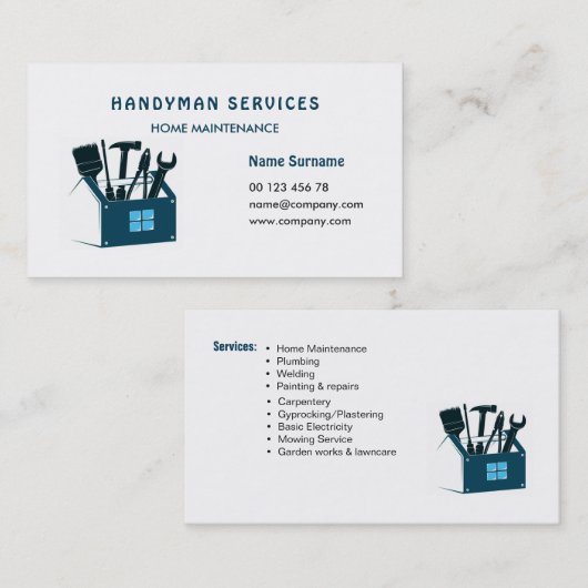 Carte de visite pour services de bricolage, entret (Devant / Derrière)