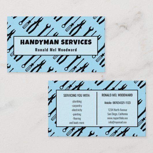Carte de visite pour services de bricolage Simple (Devant / Derrière)