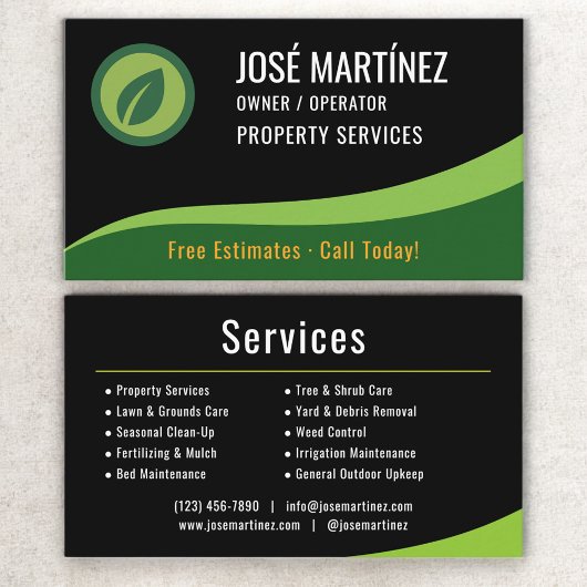 Carte de visite pour services de paysagisme de pro