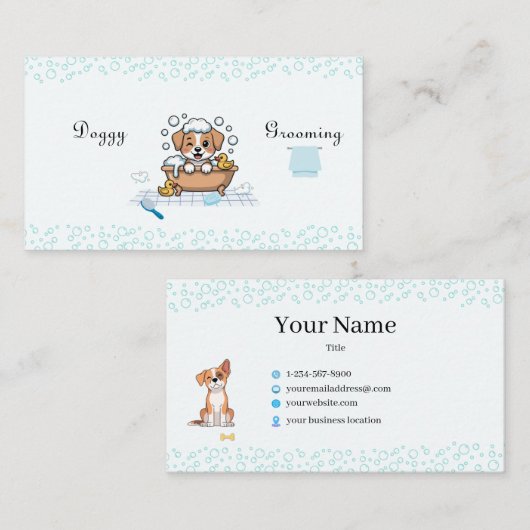 Carte de visite pour toilettage de chiens (Devant / Derrière)