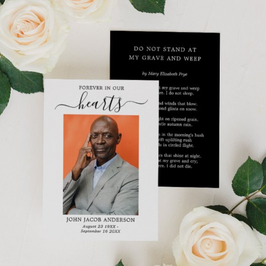 Carte De Visite Pour toujours dans nos coeurs Funeral Prayer Card