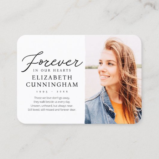 Carte De Visite Pour toujours dans nos coeurs Photo commémorative (Devant)