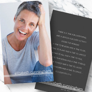 Carte De Visite Pour toujours dans nos coeurs Photo Funeral Card