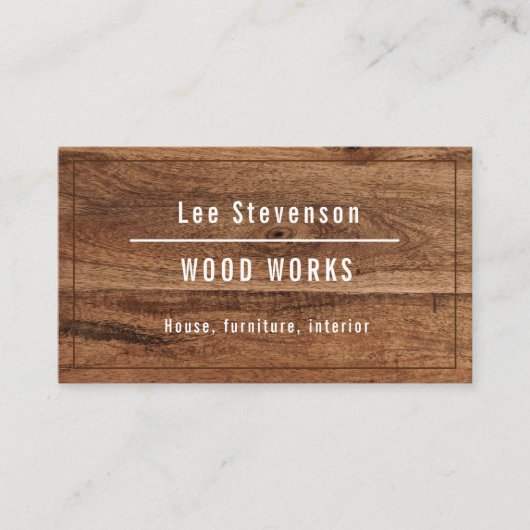 Carte de visite pour travailler avec du bois. (Devant)