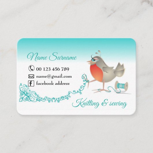 carte de visite pour tricoteurs et crocheteurs. (Devant)