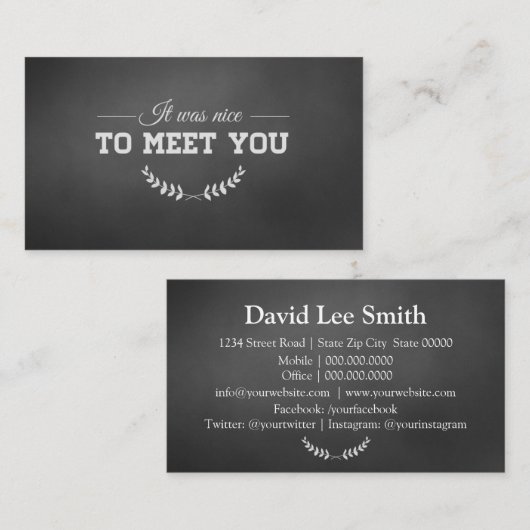 Carte De Visite Pour vous rencontrer Black (Devant / Derrière)