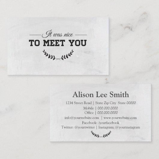 Carte De Visite Pour vous rencontrer blancs (Devant / Derrière)