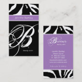 Carte De Visite Pourpre animal de salon de beauté de zèbre de (Devant / Derrière)