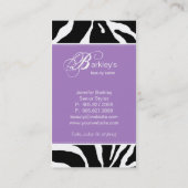 Carte De Visite Pourpre animal de salon de beauté de zèbre de (Dos)