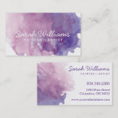 Carte de visite pourpre d'aquarelle (Devant / Derrière)