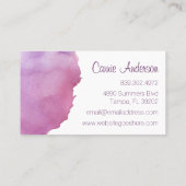 Carte de visite pourpre d'aquarelle de gradient (Dos)