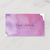 Carte de visite pourpre d'aquarelle de gradient (Devant)