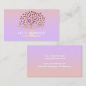 Carte De Visite Pourpre d'arbre de la vie d'instructeur de yoga et (Devant / Derrière)
