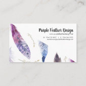 Carte de visite pourpre de Boho de plume (Dos)