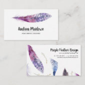 Carte de visite pourpre de Boho de plume (Devant / Derrière)