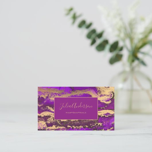 Carte de visite pourpre de code QR (Debout devant)